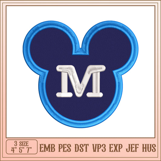 Mickey Mouse Initial Embroidery Design