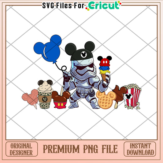 Mickey Mouse Inspired Stormtrooper Ice Cream PNG for Cricut Crafts