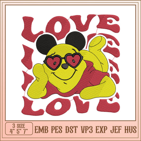 Mickey Mouse Love Embroidery Design