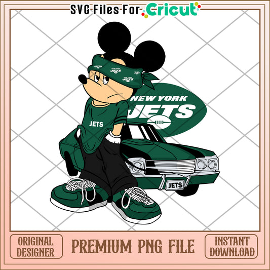 Mickey Mouse New York Jets PNG design, perfect for fans and crafts