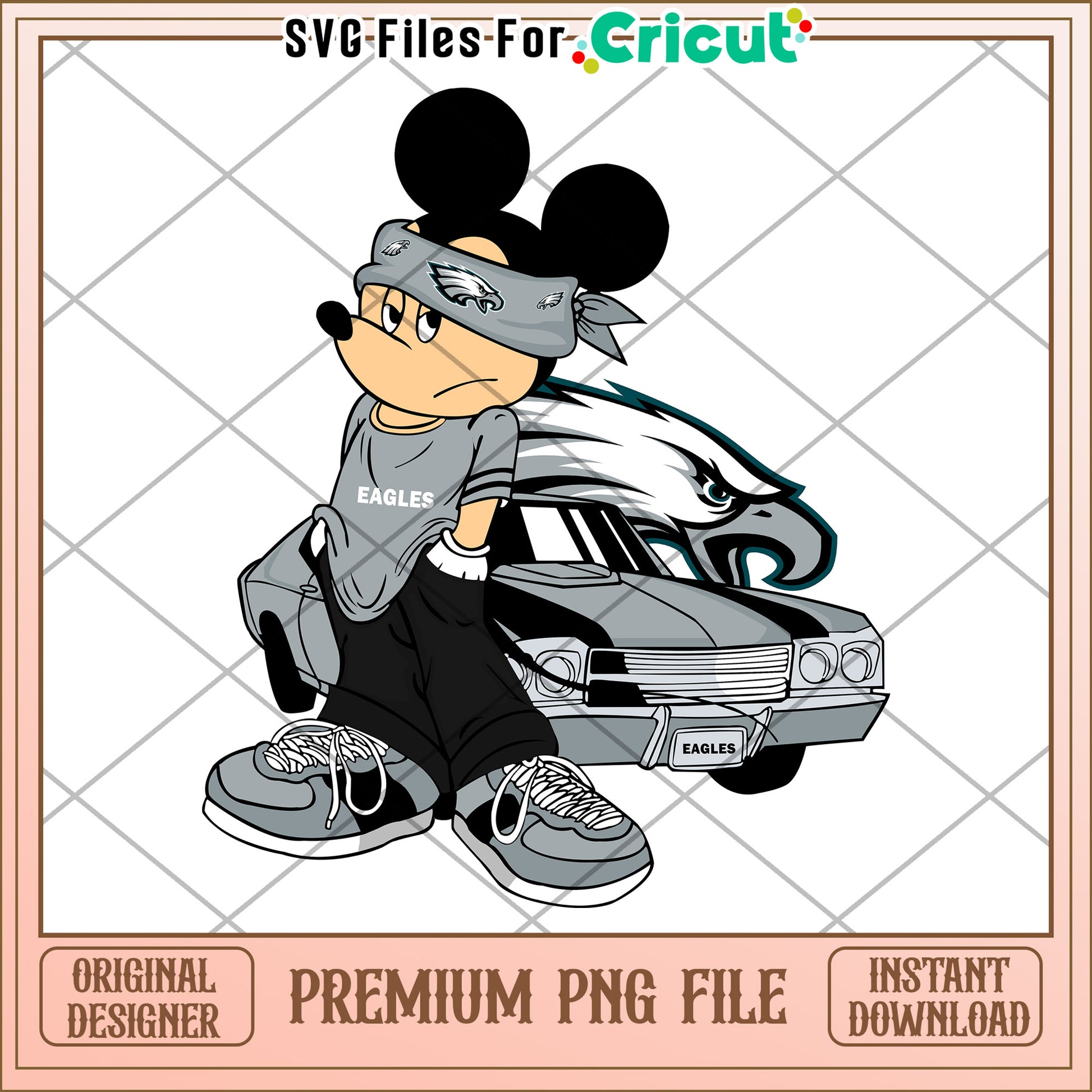 Mickey Mouse PNG file for Cricut, fun Eagles themed design download