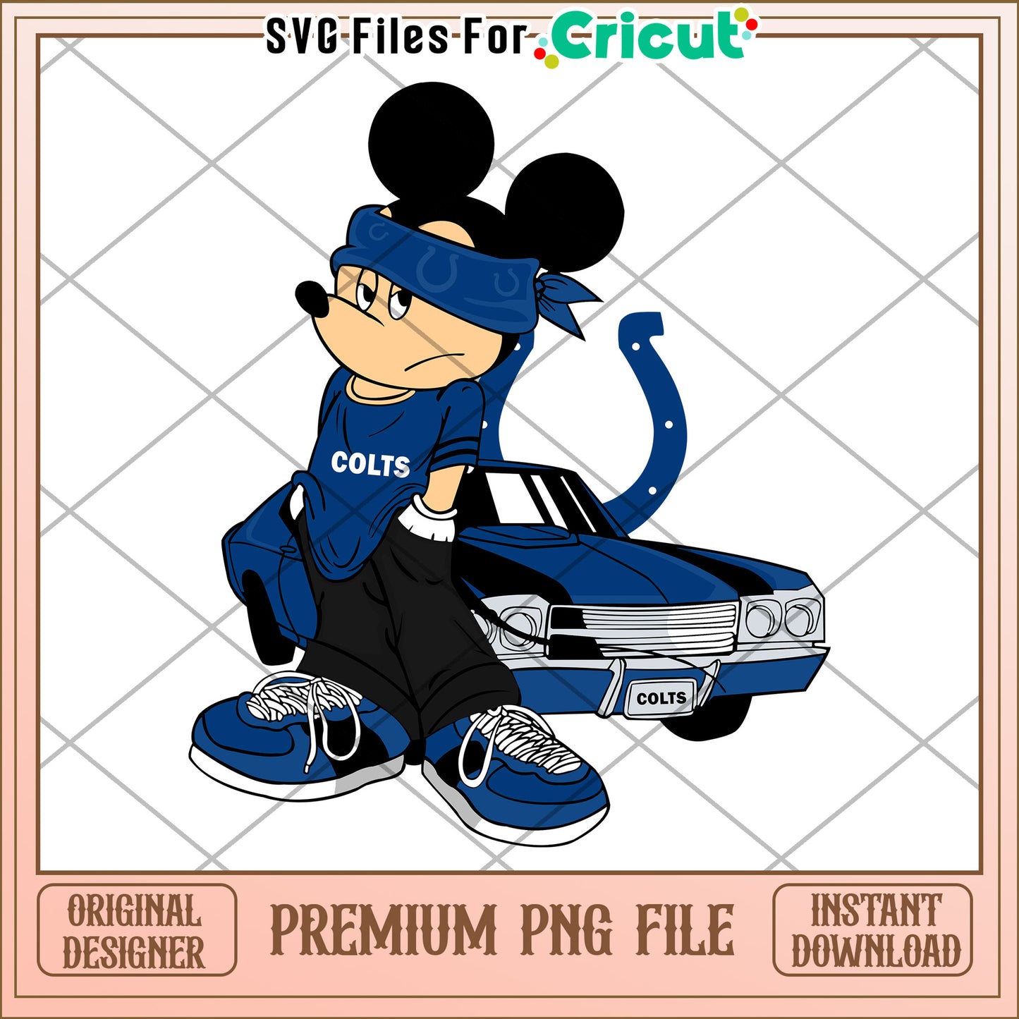 Mickey Mouse PNG file with Colts theme, perfect for crafting projects