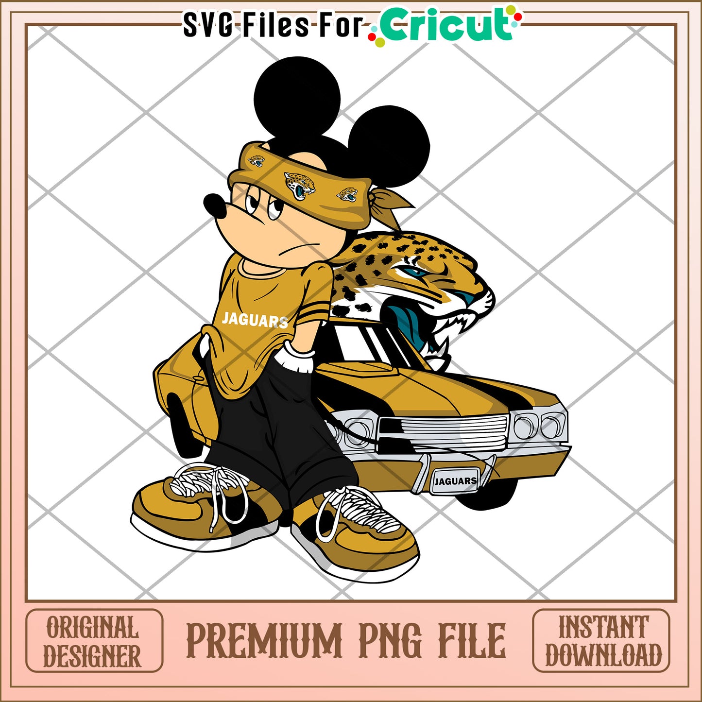 Mickey Mouse PNG file with Jaguars theme, perfect for Cricut projects