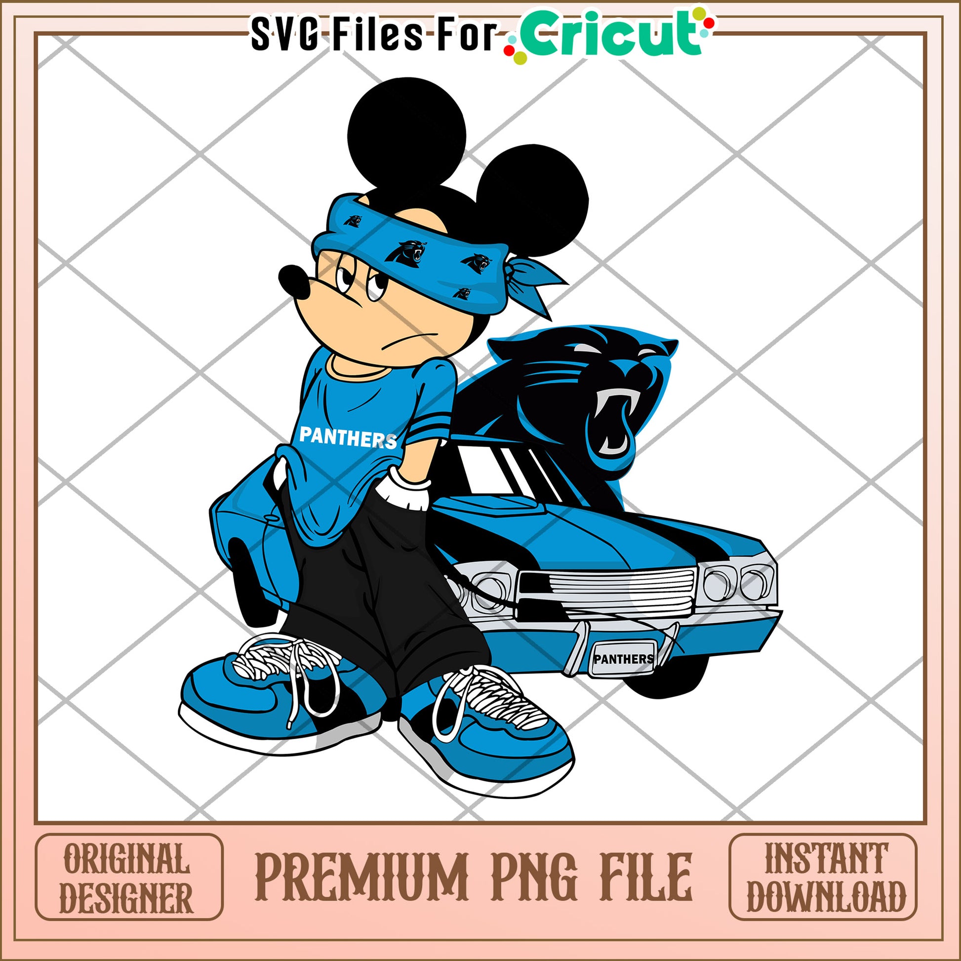 Mickey Mouse Panther PNG File for Crafts, Instant Download Design