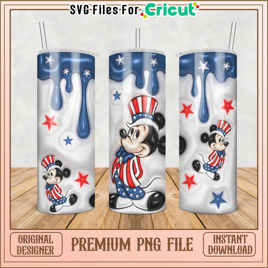 Mickey Mouse Patriotic Tumbler Design PNG for Cricut Projects
