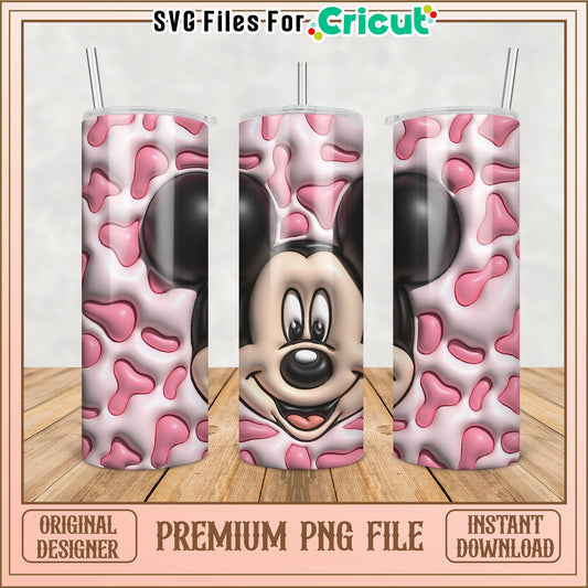 Mickey Mouse Pink Cow Print PNG
