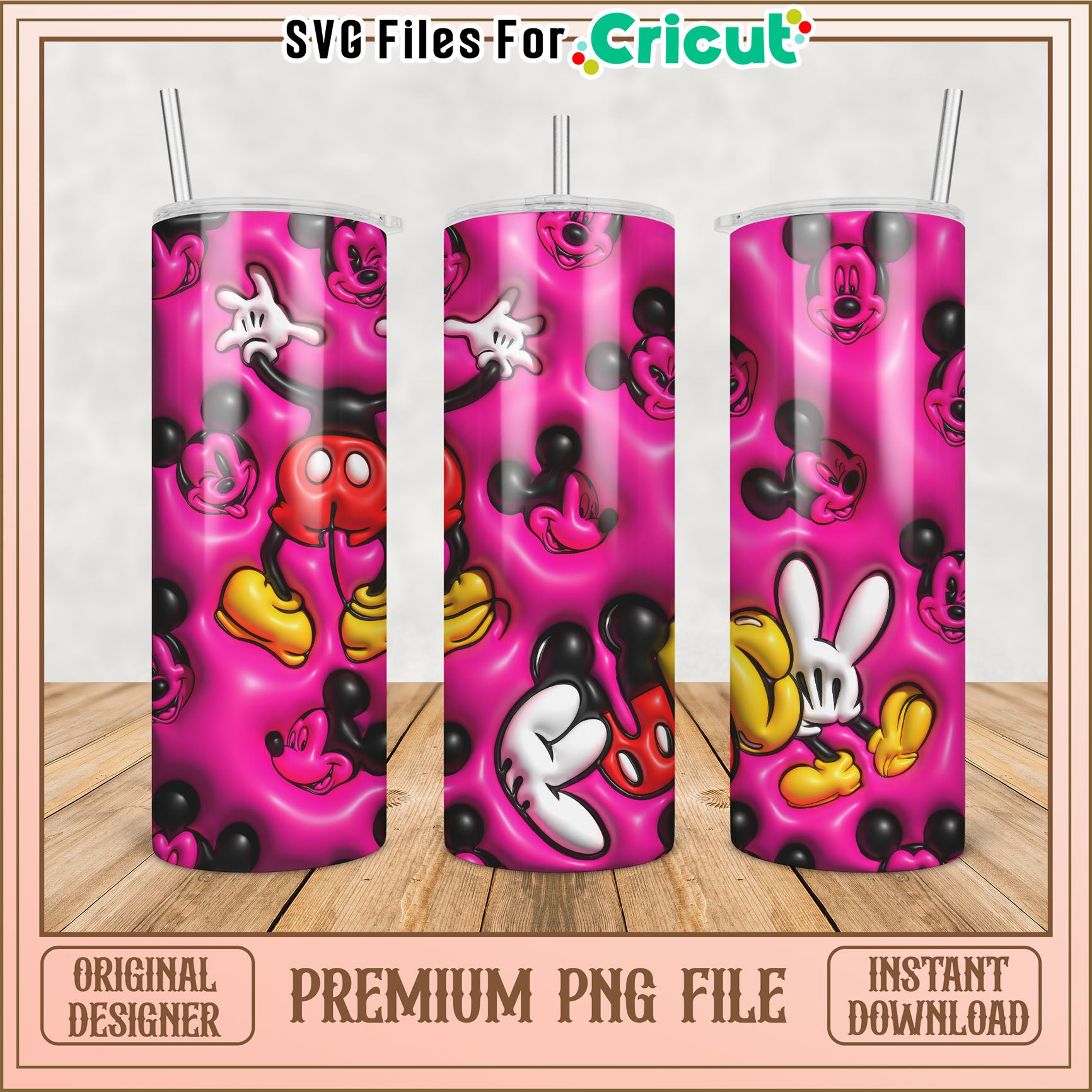 Mickey Mouse Pink Tumbler PNG