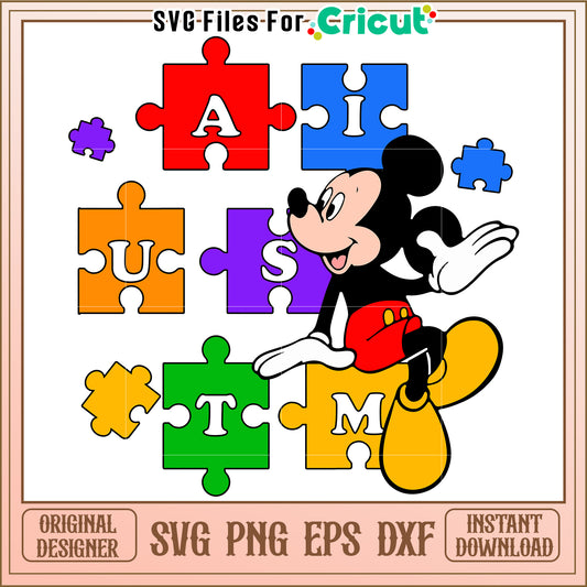 Mickey Mouse Puzzle SVG Design Instant Download