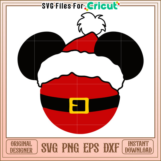 Mickey Mouse Santa Hat SVG Cut File