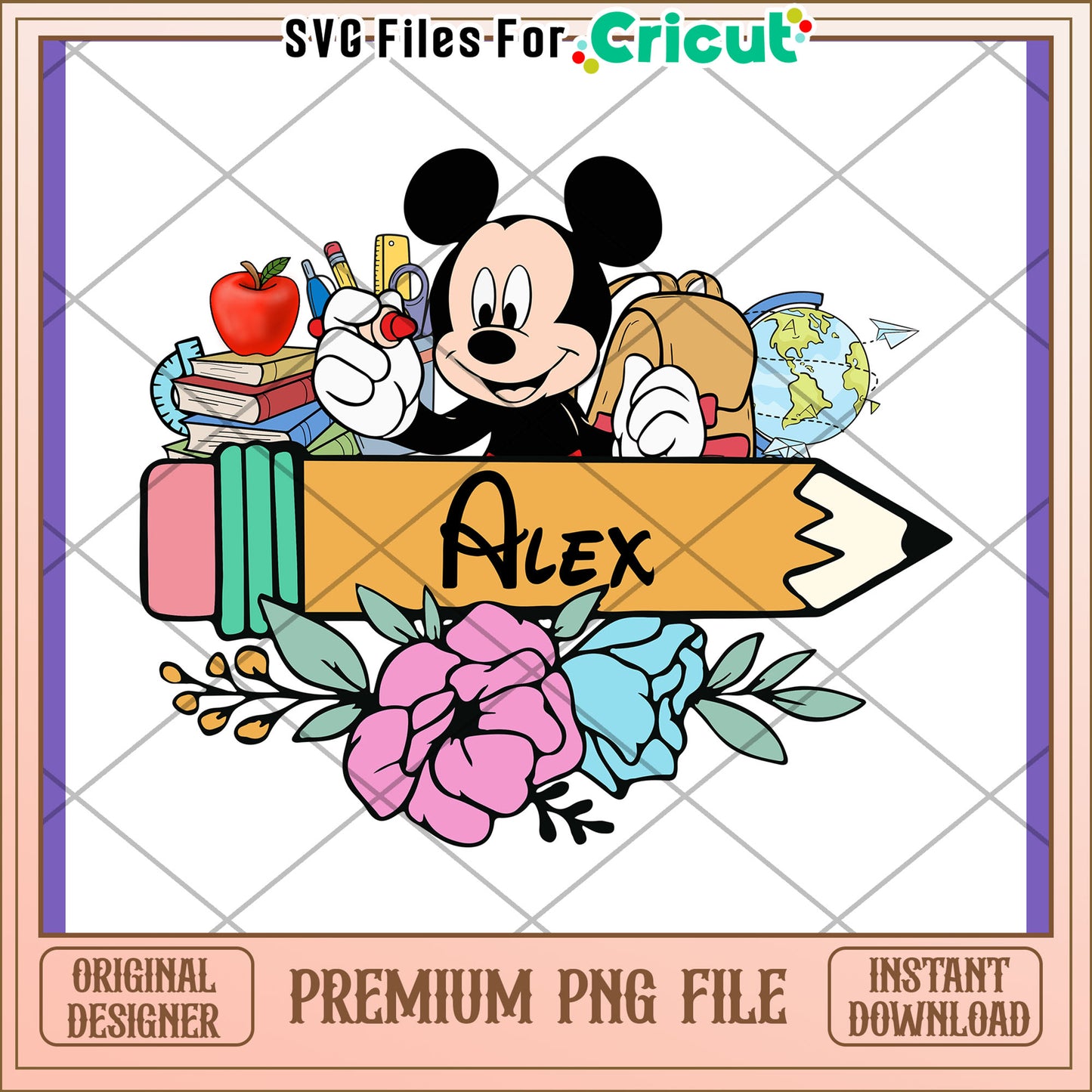 Mickey Mouse School Design PNG for Kids Crafts