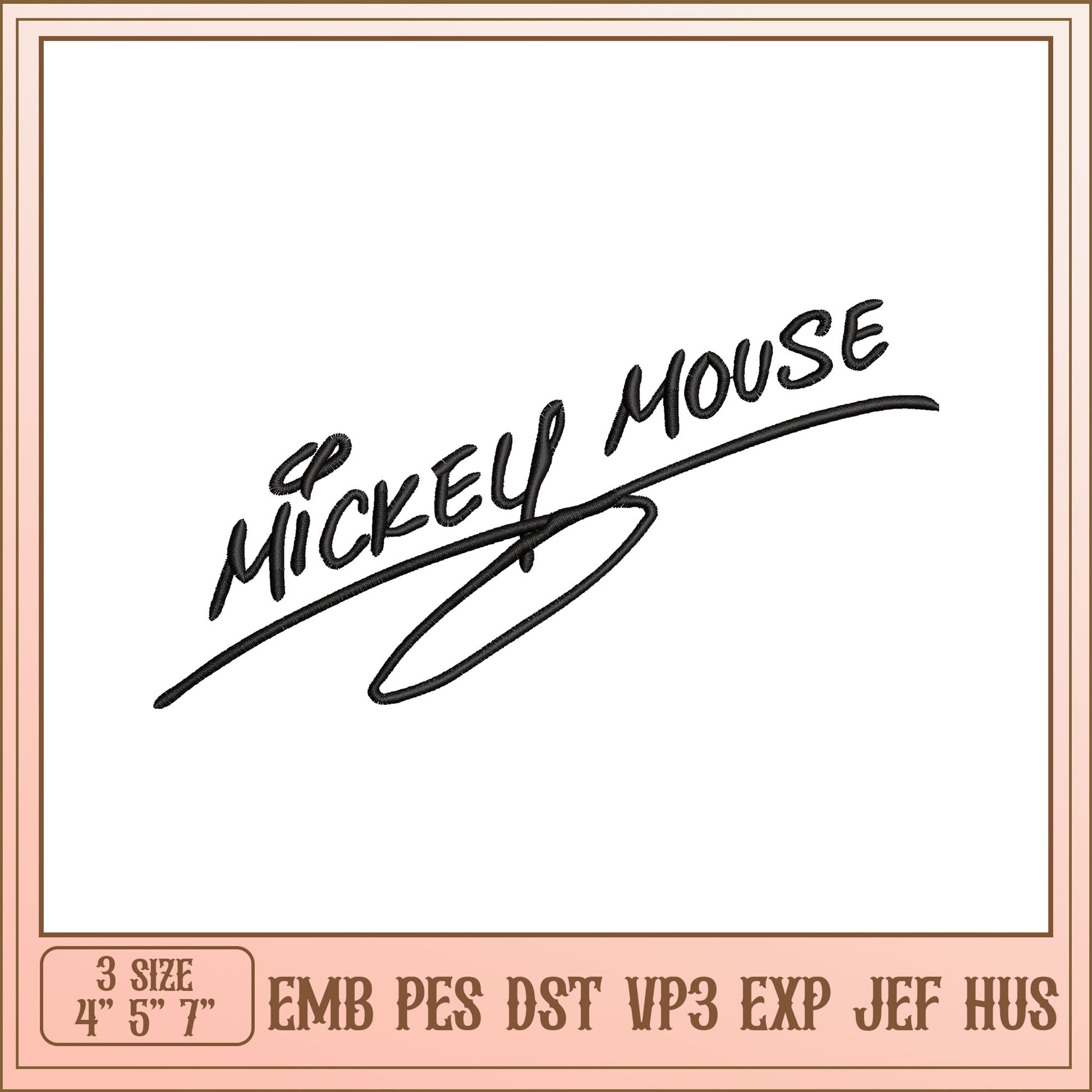 Mickey Mouse Signature Embroidery Design