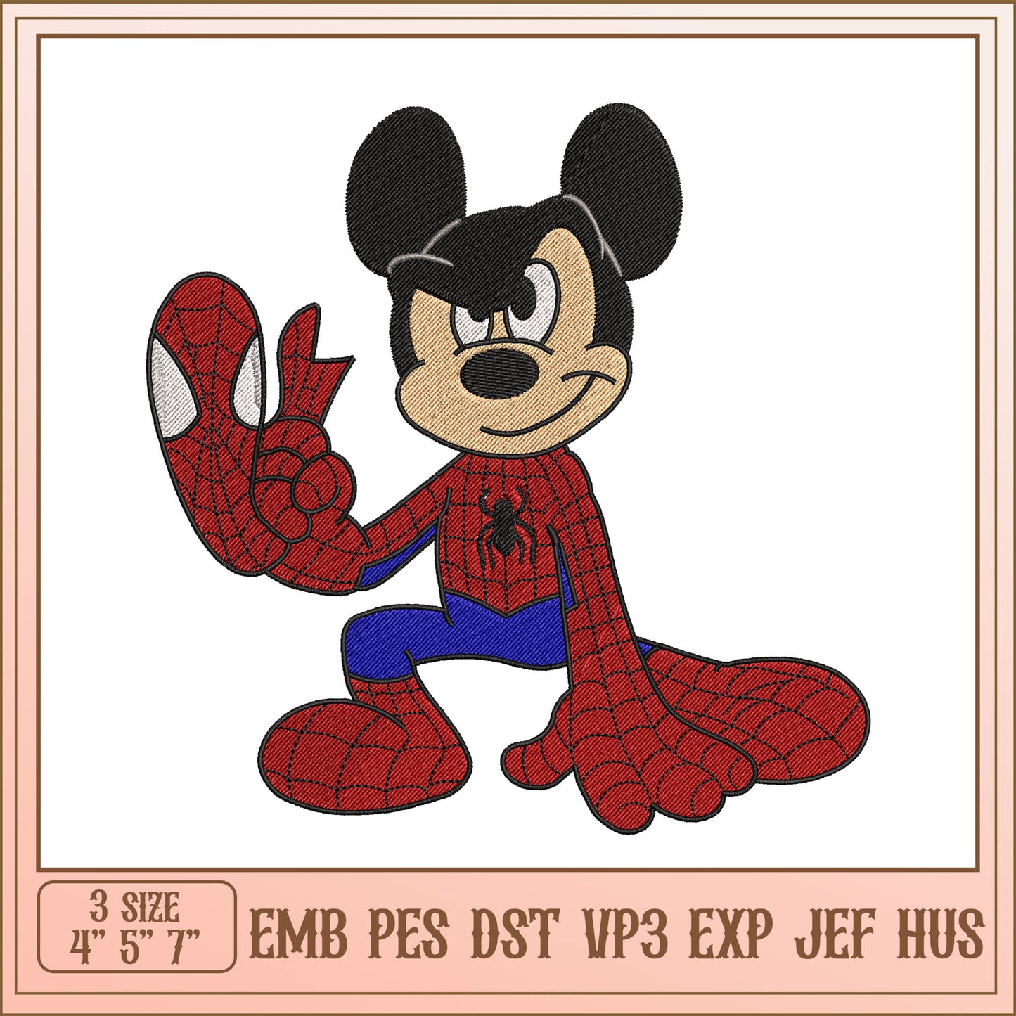 Mickey Mouse Spiderman Embroidery Design