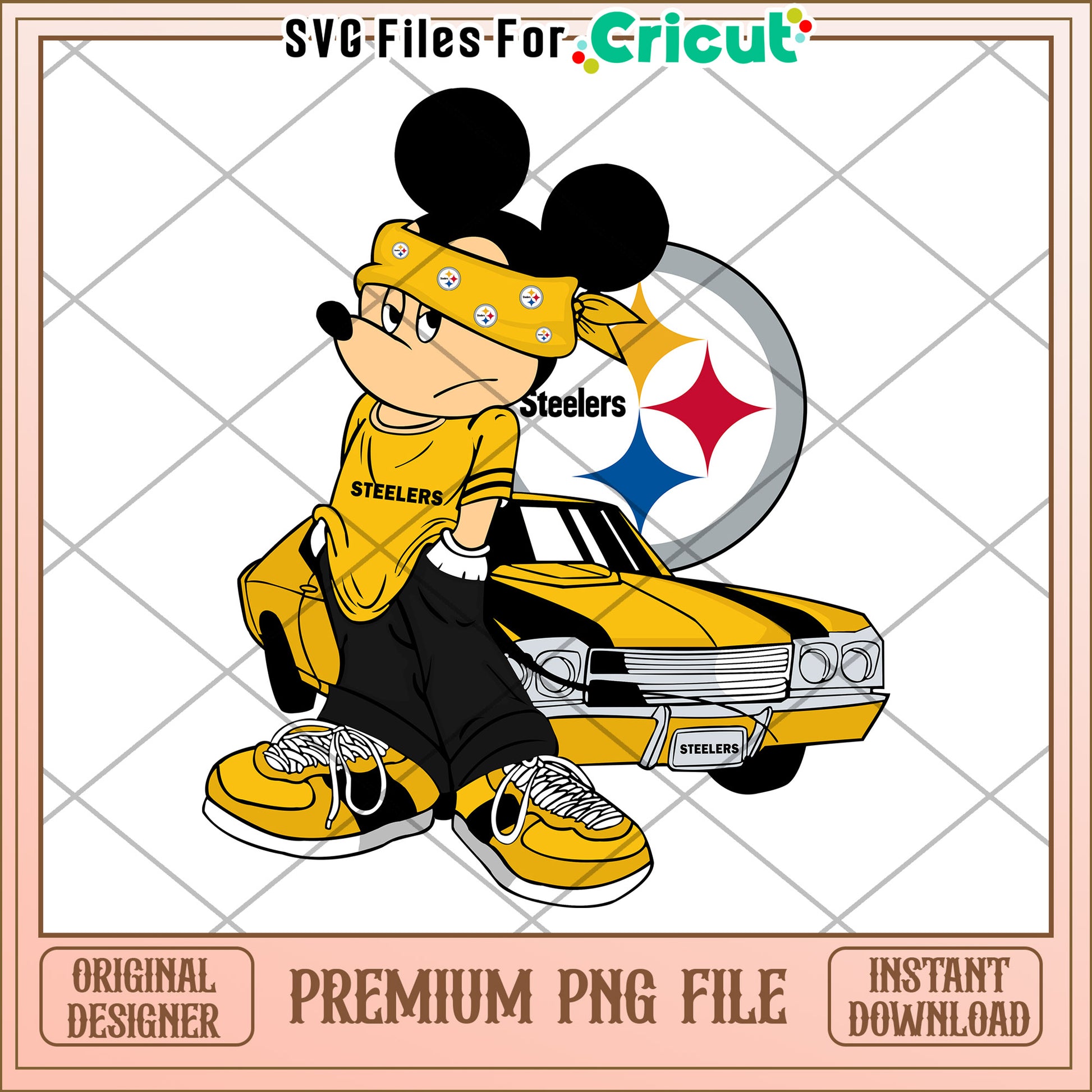 Mickey Mouse Steelers PNG file for Cricut, perfect for crafts and designs