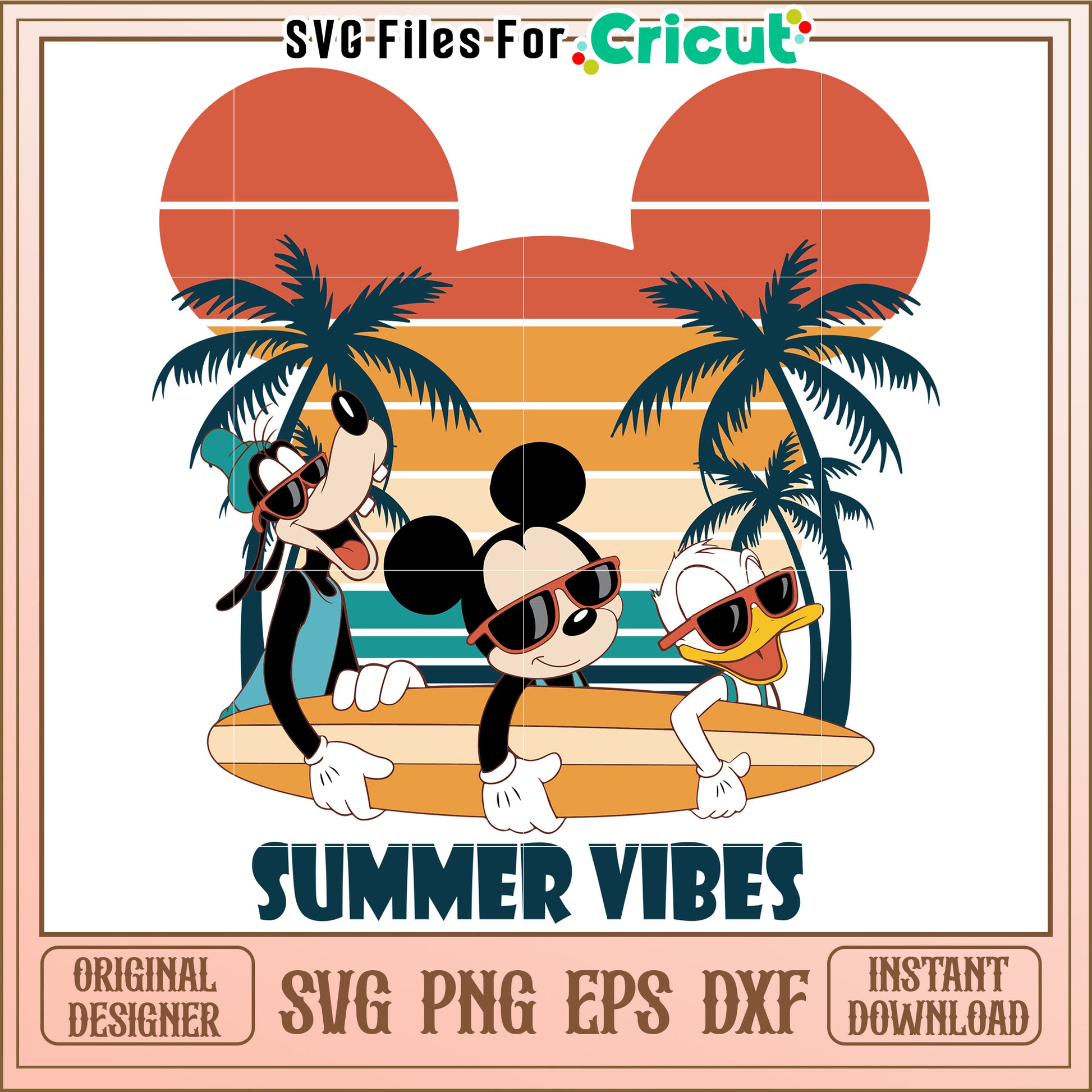 Mickey Mouse Summer Vibes SVG Cut File