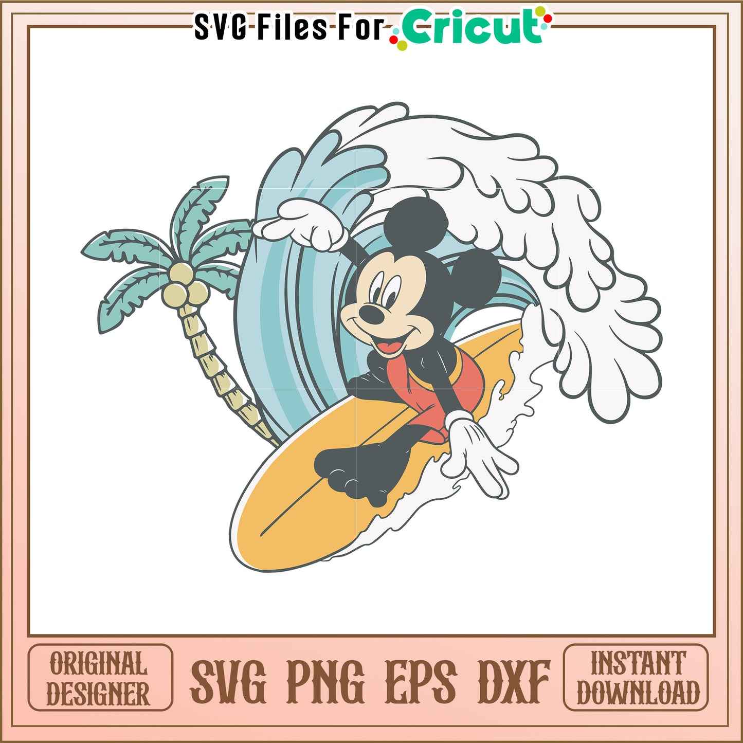 Mickey Mouse Surfing SVG Cut File
