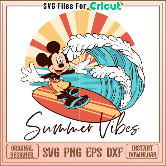 Mickey Mouse Surfing Summer SVG Design