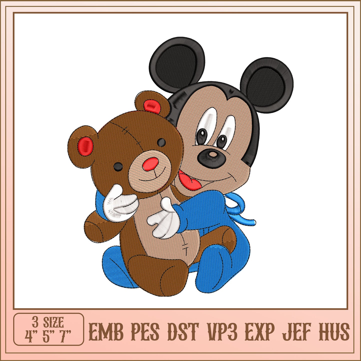 Mickey Mouse Teddy Bear Embroidery Design