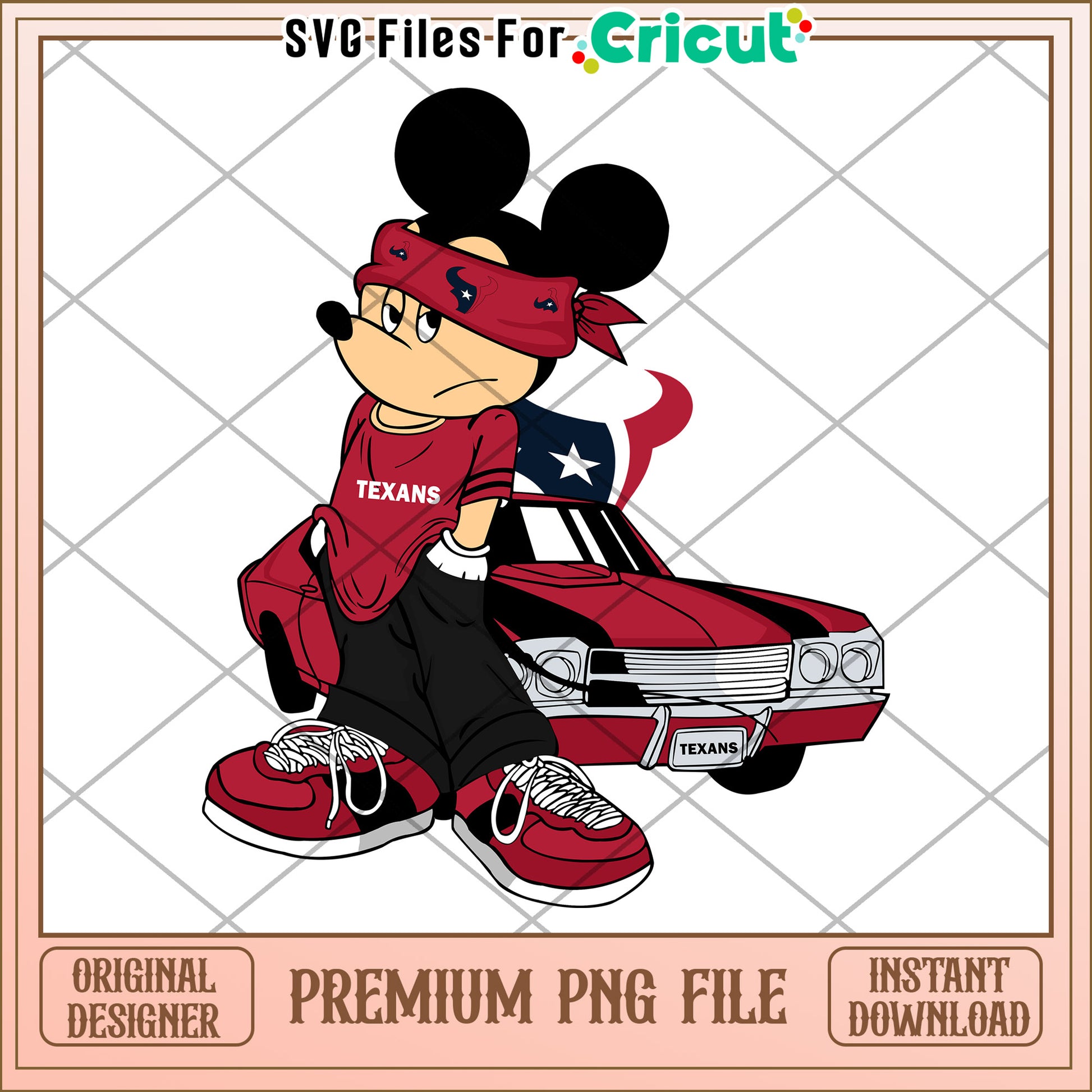 Mickey Mouse Texas Cheerleader PNG Design, Instant Download for Cricut