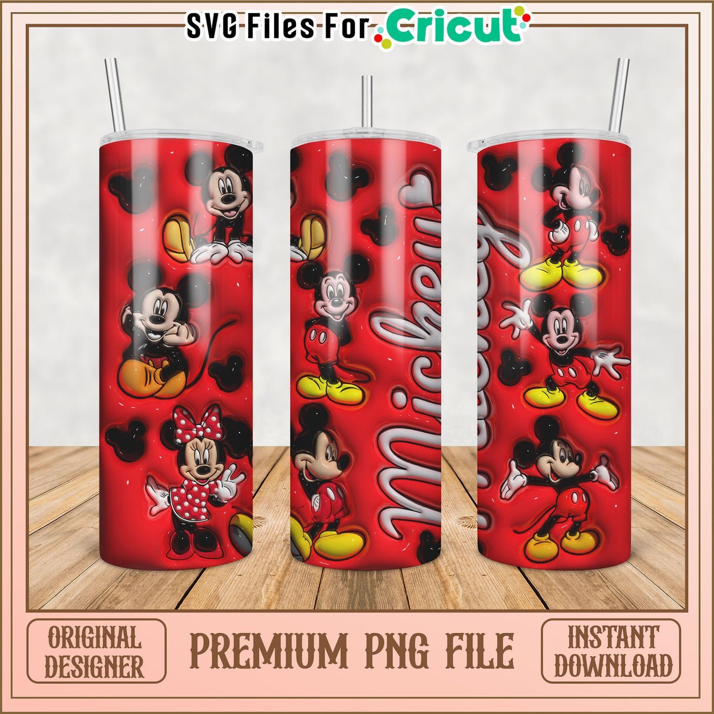 Mickey Mouse Tumbler Design PNG for Cricut Instant Download