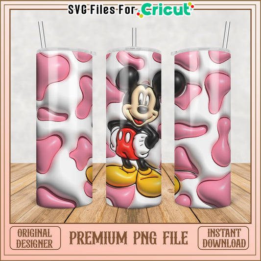 Mickey Mouse Tumbler Design Pink Hearts PNG for Cricut Projects