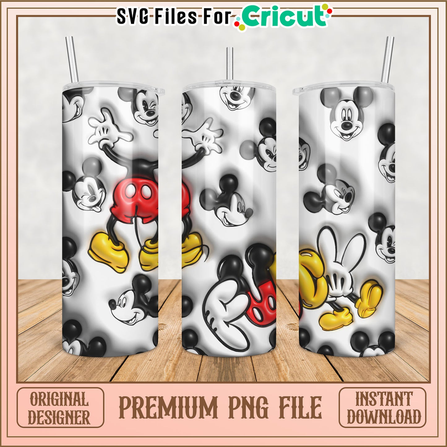 Mickey Mouse Tumbler PNG Design for Cricut Crafting Projects