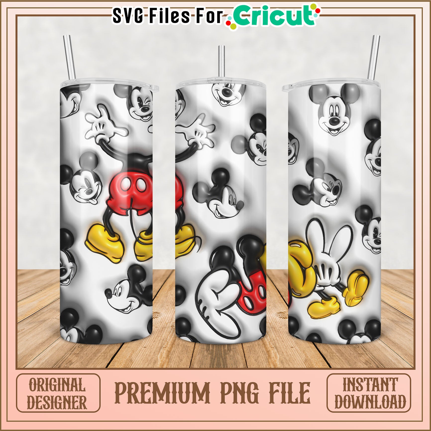 Mickey Mouse Tumbler PNG Design for Cricut Crafting Projects