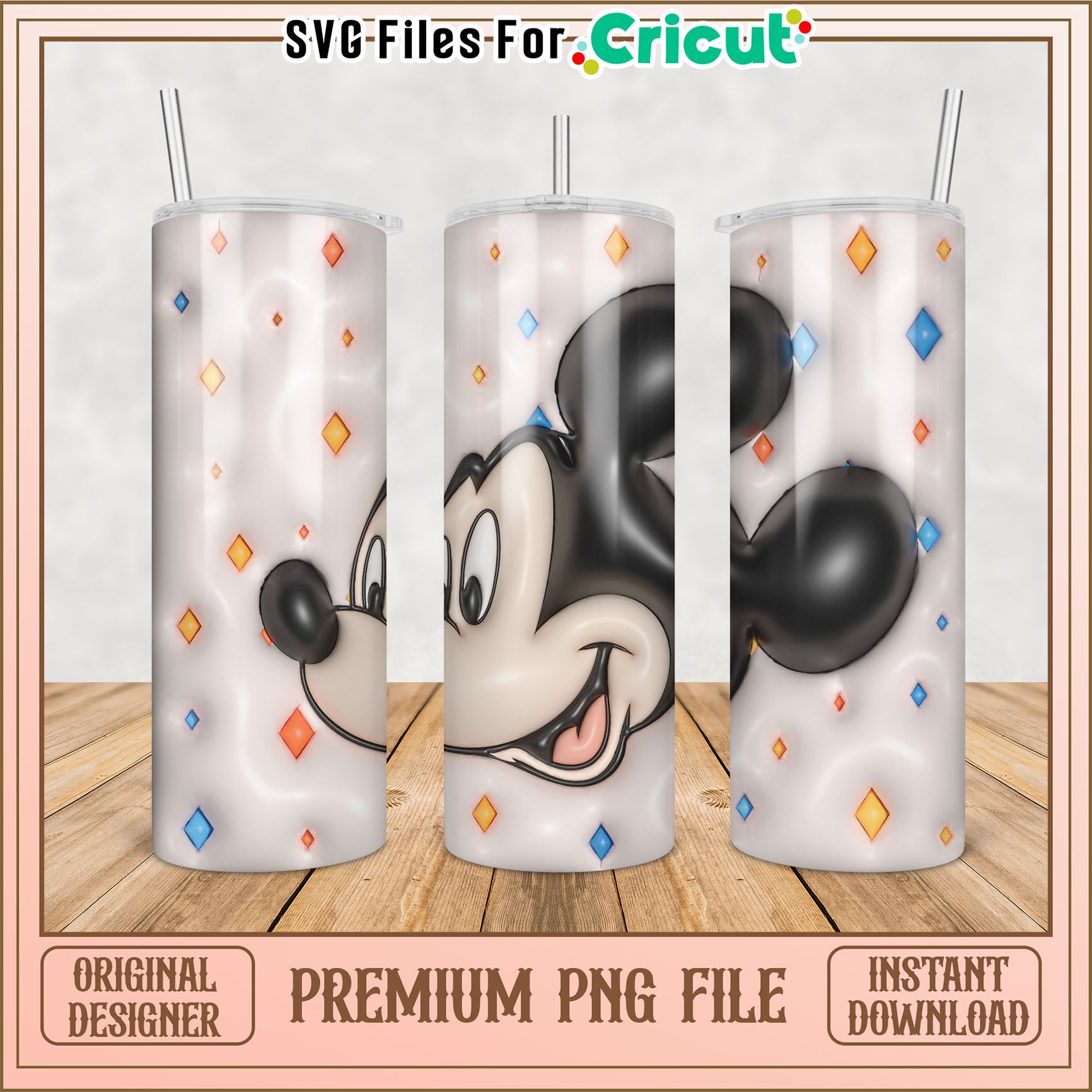 Mickey Mouse Tumbler PNG Design for Cricut Instant Download