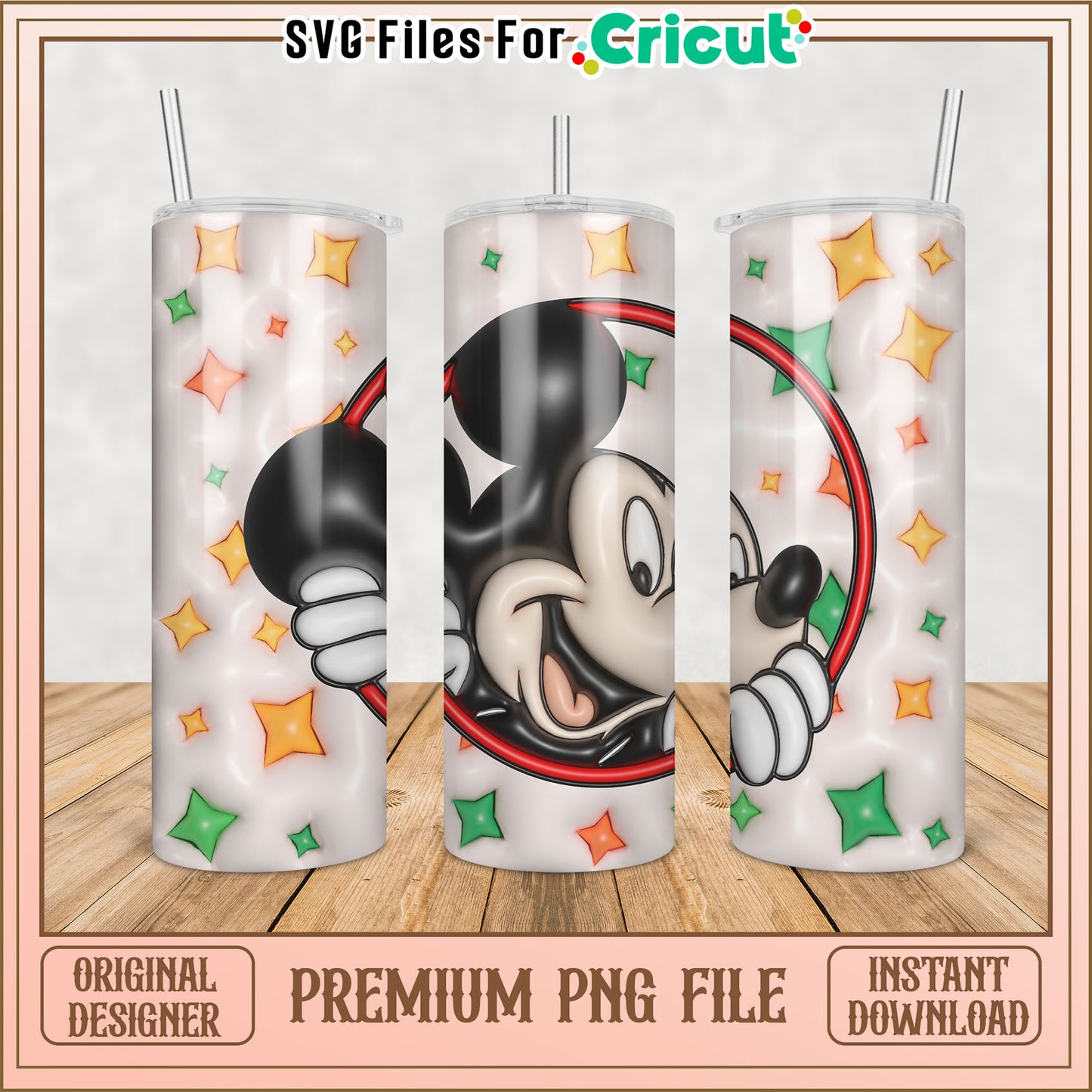 Mickey Mouse Tumbler PNG Design for Cricut Instant Download File