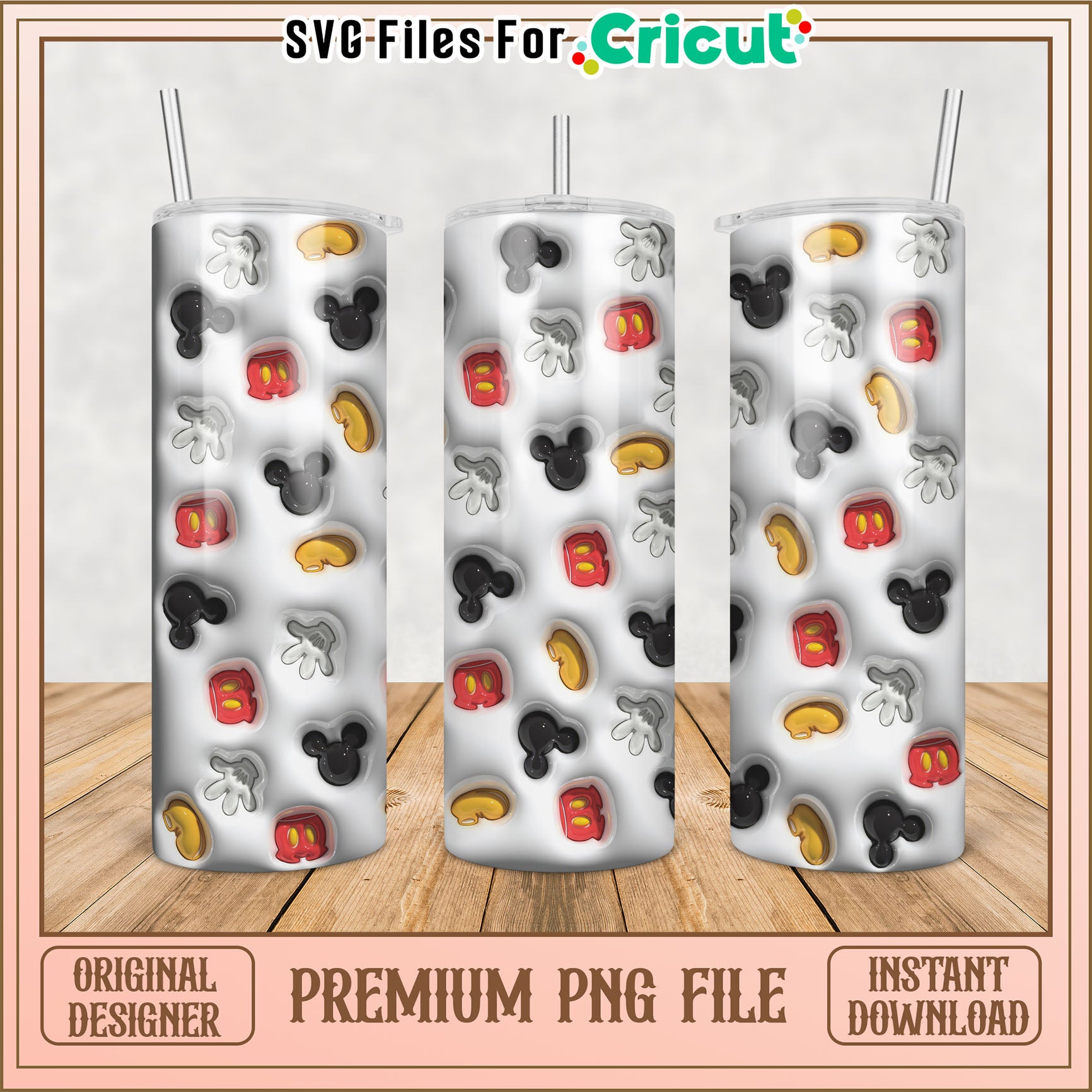 Mickey Mouse Tumbler PNG File for Cricut Crafting Projects
