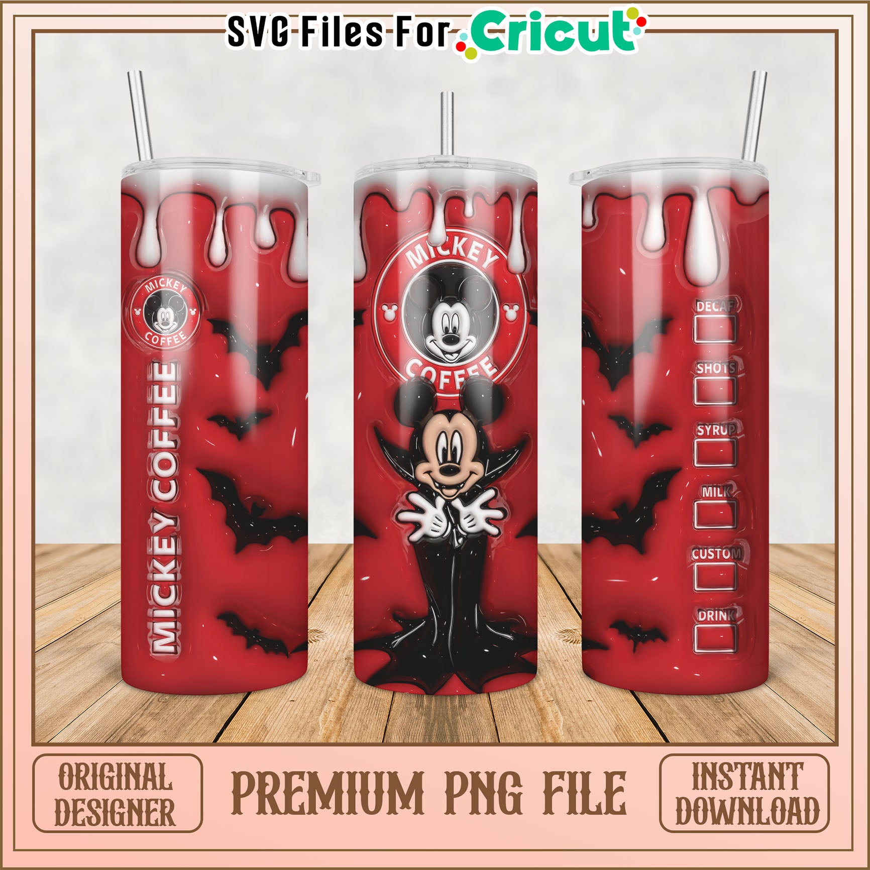 Mickey Mouse Vampire Tumbler PNG