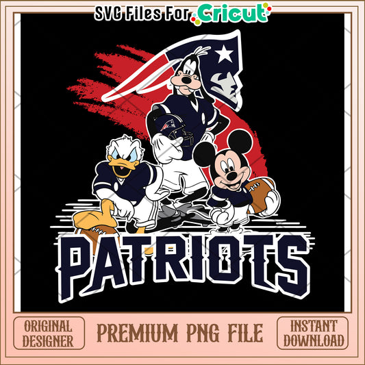 Mickey Mouse and Friends New England Patriots PNG, Instant Download