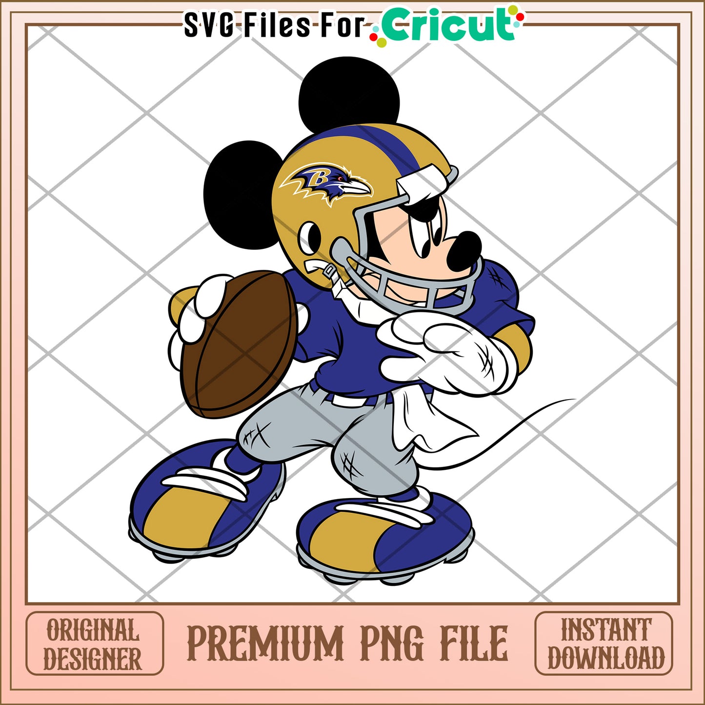 Mickey Mouse football design for Cricut, premium PNG file download