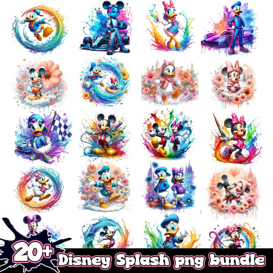 Mickey characters watercolor bundle png, cartoon character mickey​ png