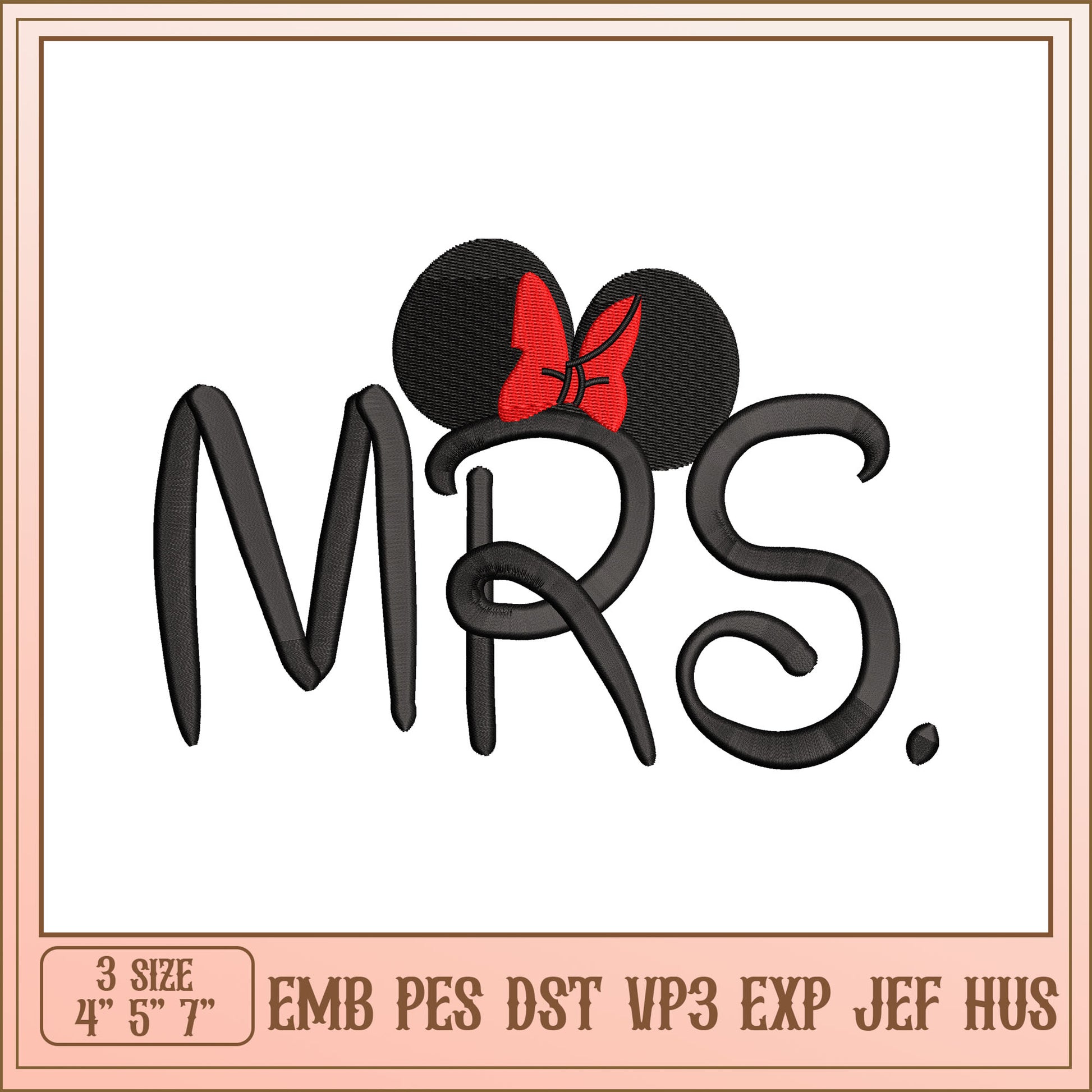 Mickey Mrs Embroidery Design