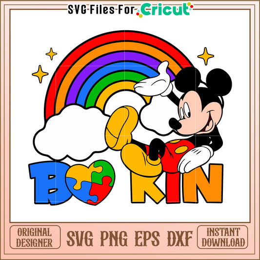 Mickey Rainbow Autism Awareness SVG