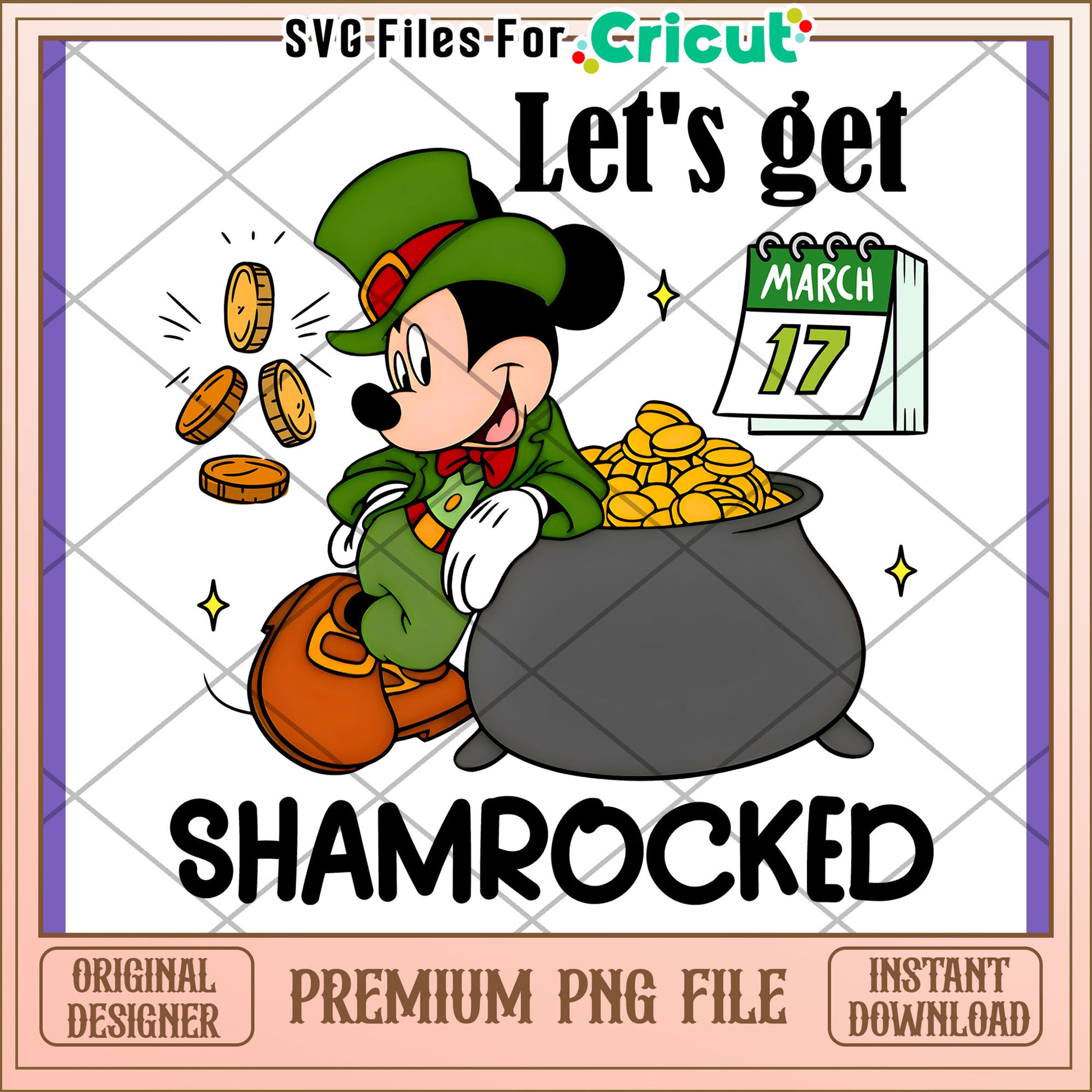 Mickey Shamrock PNG Design Instant Download
