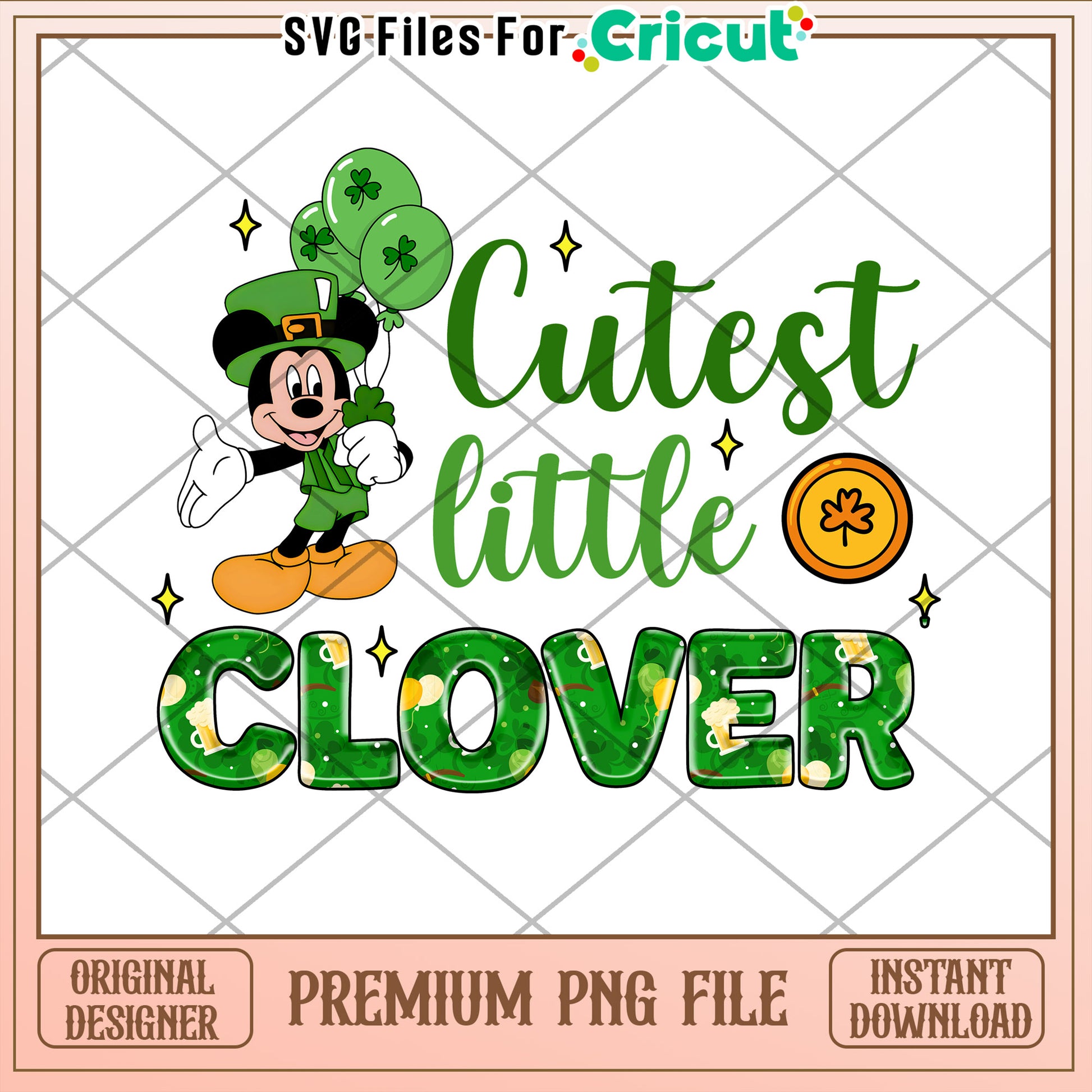 Mickey St Patricks Day PNG Cute Clover