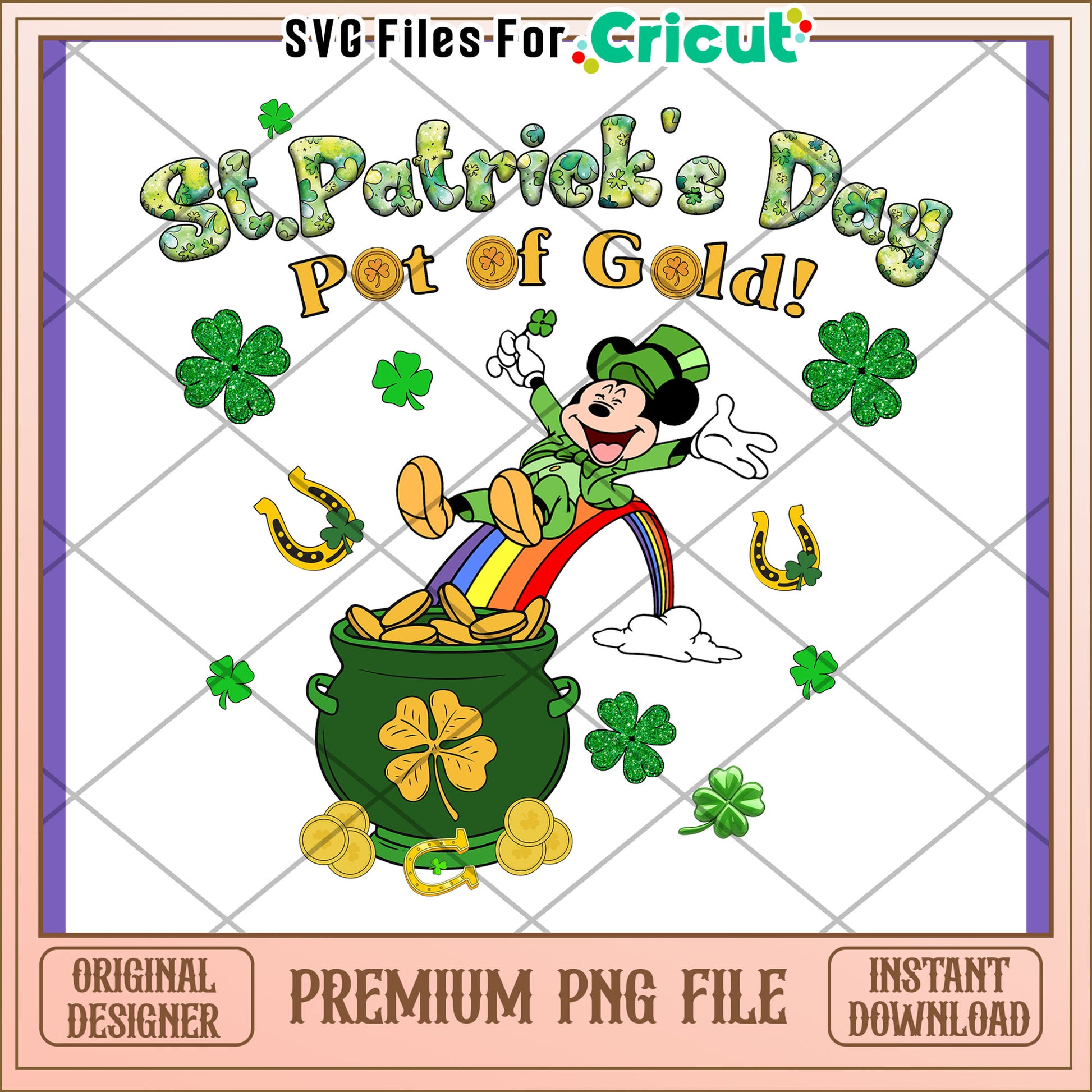 Mickey St Patricks Day PNG Pot Gold