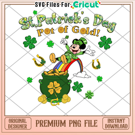 Mickey St Patricks Day Pot Gold PNG