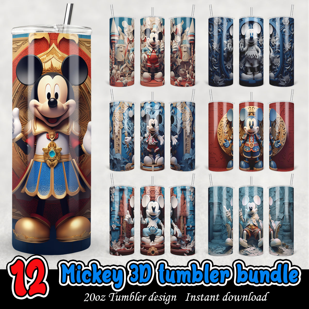 Mickey 3D Tumbler, Disney Mickey 3D tumbler wrap png