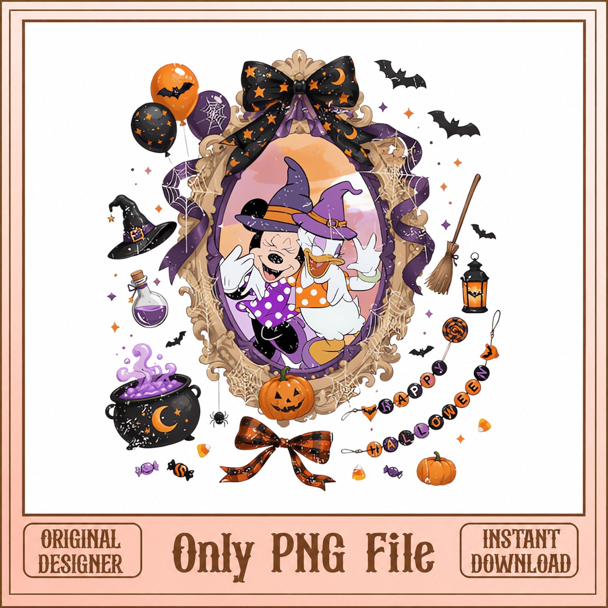 Mickey And Donald Halloween PNG, Disney Witch PNG, Cute Halloween PNG