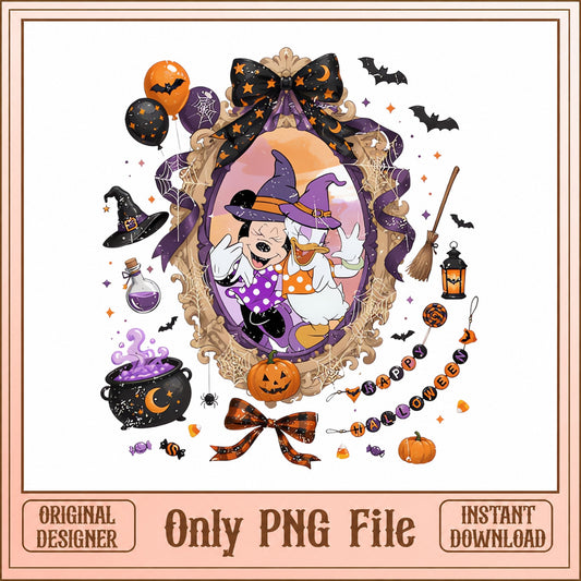 Mickey And Donald Halloween PNG, Disney Witch PNG, Cute Halloween PNG
