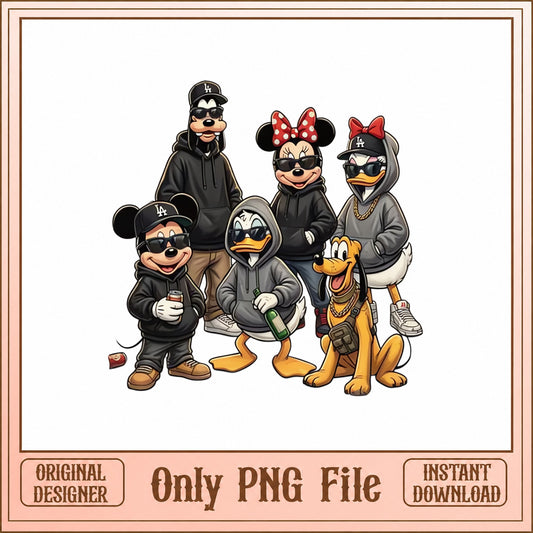Mickey And Friends Gangster PNG, Disney Characters, Hip Hop PNG