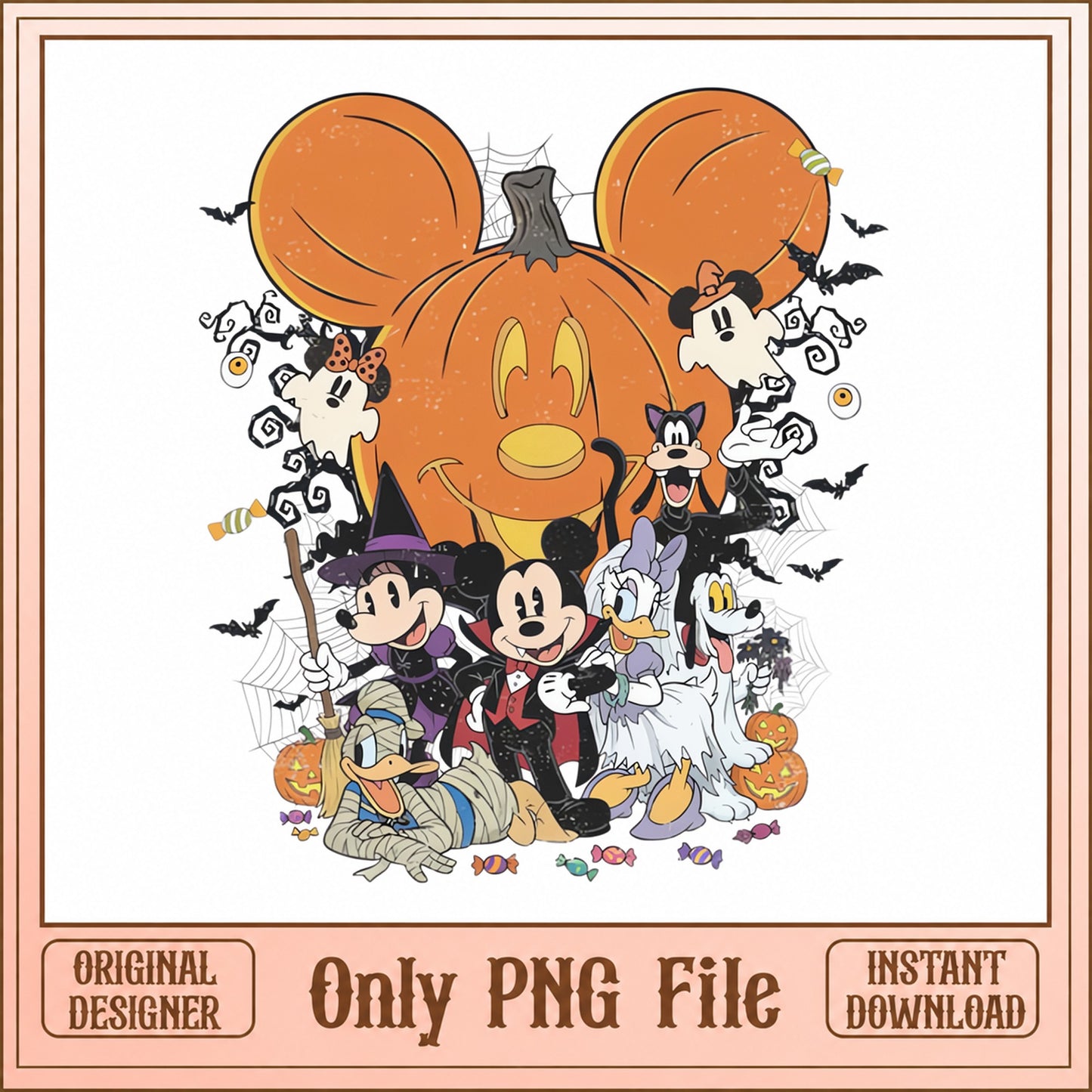 Mickey And Friends Halloween PNG, Disney Characters PNG, Pumpkin PNG