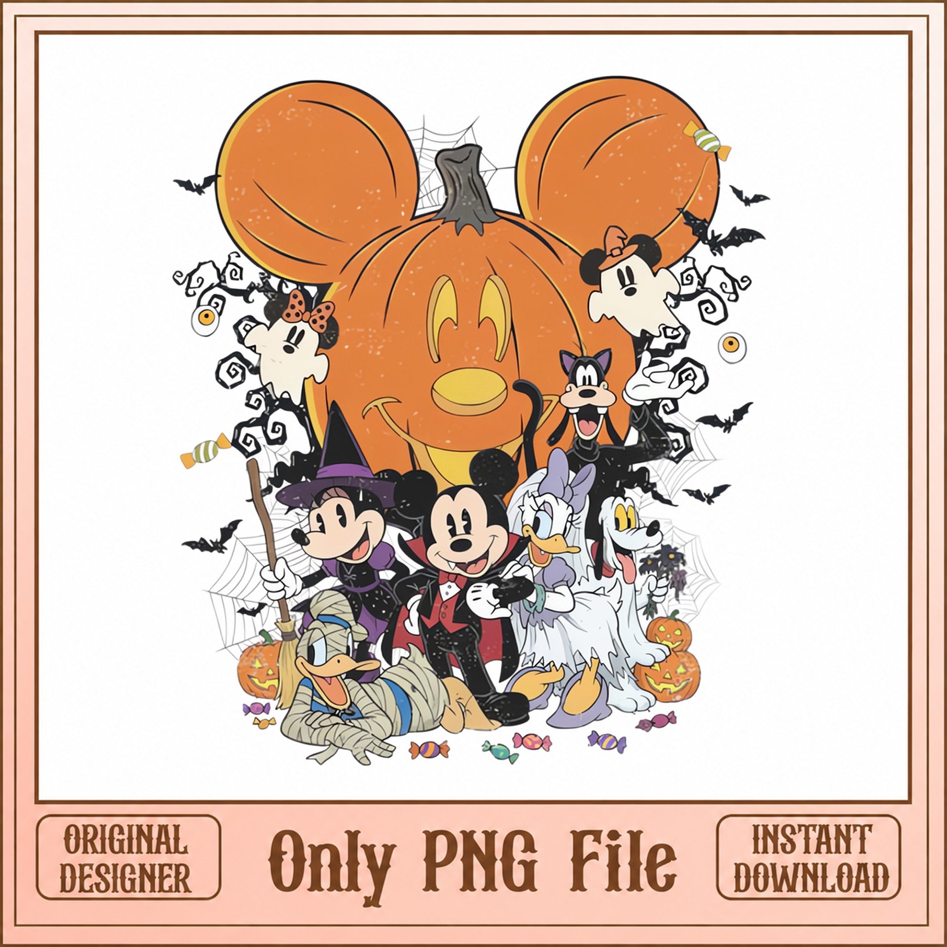 Mickey And Friends Halloween PNG, Disney Characters PNG, Pumpkin PNG