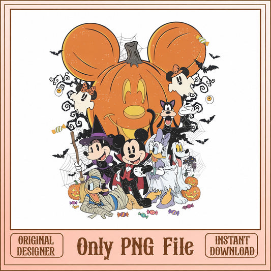 Mickey And Friends Halloween PNG, Disney Characters PNG, Pumpkin PNG