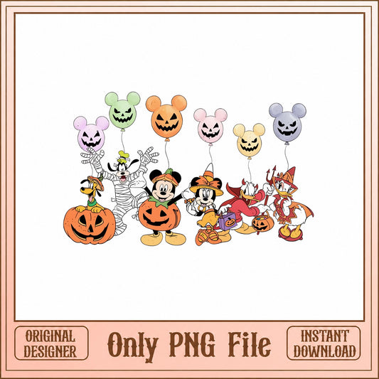 Mickey And Friends Halloween PNG, Disney Characters, Pumpkin PNG