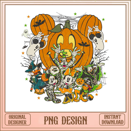 Mickey And Friends Halloween PNG, Disney Halloween PNG, Spooky Pumpkin PNG