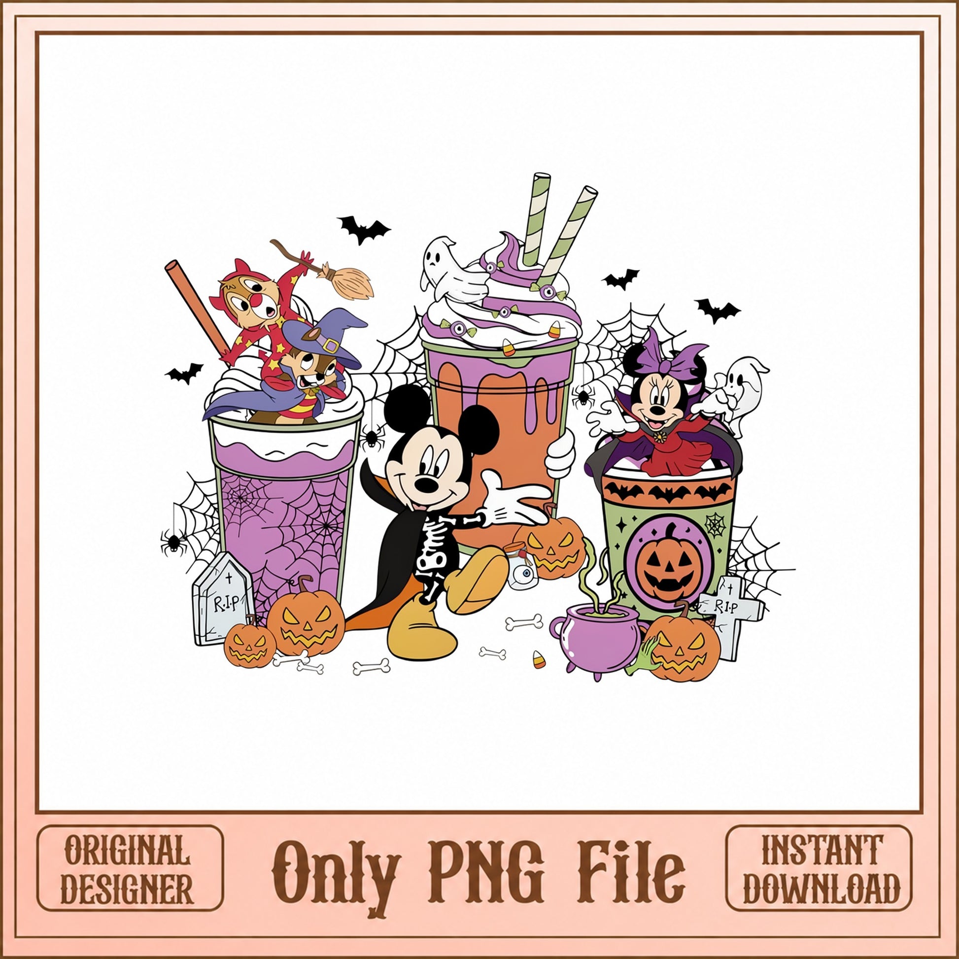 Mickey And Friends Halloween Tumbler PNG, Disney Halloween PNG