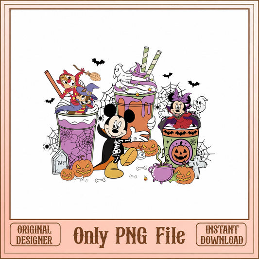Mickey And Friends Halloween Tumbler PNG, Disney Halloween PNG